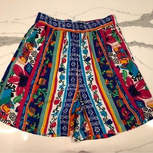 Pennylane Vintage Colorful Floral Mexican Pattern High Waisted Shorts Small